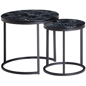 WOHNLING Beistelltische-Set rund MDF-Platte schwarz, 1 Set