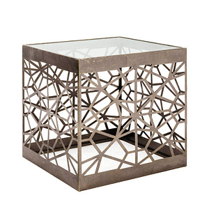 HAKU Möbel Beistelltisch rechteckig Glas bronze 50,0 x 50,0 x 50,0 cm, 1 St.