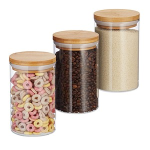 relaxdays Vorratsdosen 16,0 cm hoch transparent 0,8 l, 3 St.