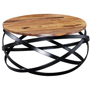WOHNLING Couchtisch rund Massivholz sheesham 60,0 x 60,0 x 30,0 cm, 1 St.