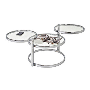 HAKU Möbel Couchtisch rund Glas chrom 58,0-140,0 x 50,0 x 43,0 cm, 1 St.