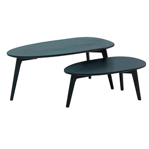 WOHNLING Couchtische-Set Nierenform Massivholz schwarz, 1 St.