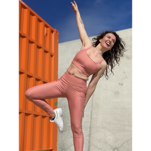 Leggings Damen Les Poulettes Fitness rose corail