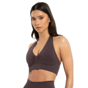 Neckholder-Sport-BH, Damen Gym Glamour Seamless open back