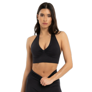Neckholder-Sport-BH, Damen Gym Glamour Seamless open back