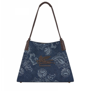 Schultertaschen Frau Etro - shop libra m denim jacquard - blau