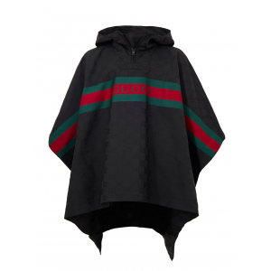 Black Mantella mit Web Logo und GG Monogram Printing Gucci