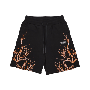 Kurze Trainingshose fur Herren, Lightning Shorts, Schwarz/Orange