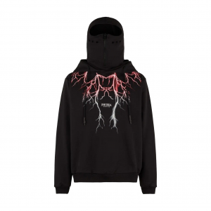 Leichter Herren-Hoodie Lightning Balaclava Hoodie Schwarz/Rot/Grau