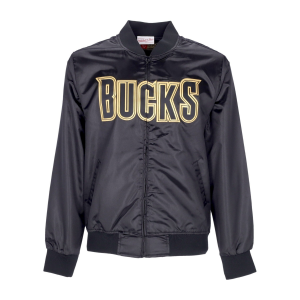 Herren NBA Big Face 4.0 Satinjacke Hardwood Classics Milbuc Schwarz/originale Teamfarben