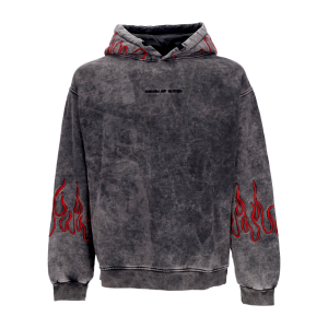 Herren-Hoodie mit besticktem Flammen-Hoodie Grau/Rot