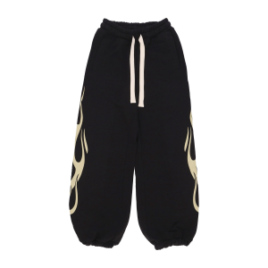 Leichte Trainingshose fur Damen, Flames-Hose, Schwarz/Offwhite