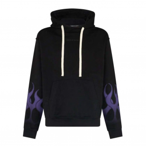 Racing Flames Hoodie Herren Leichter Kapuzenpullover Schwarz/Lila