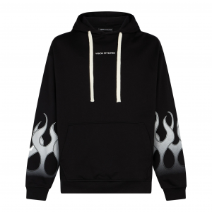 Racing Flames Hoodie Herren Leichter Kapuzenpullover Schwarz/WeiB