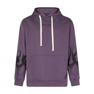 Flames Hoodie Herren Leichter Kapuzenpullover Lila/Schwarz