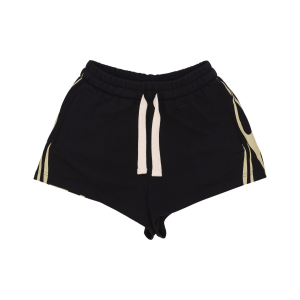 Kurze Trainingshose fur Damen, Flames-Shorts, Schwarz/Offwhite