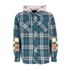 Layne Two-fer Flannel Herren Langarm-Kapuzenhemd Dunkelgrun
