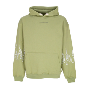 Leichtes Herren-Sweatshirt mit Kapuze und Stickerei, Flammen-Kapuzenpullover, Grun