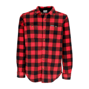 Herren Langarmhemd Flare Gun Fleece Overshirt Mountain Red Check