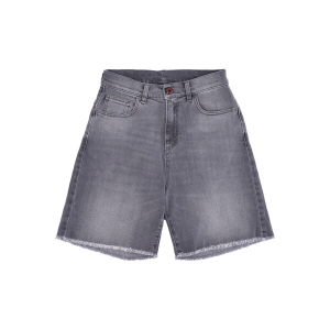 Kurze Jeans fur Herren, rote Beschichtung, Denim-Shorts, grau