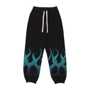 Leichte Herren-Trainingshose Flames Pants Schwarz/Grun