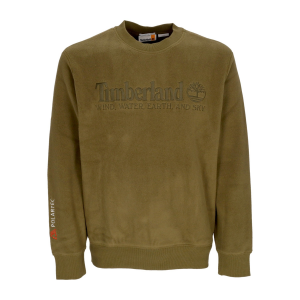 Herren-Sweatshirt mit Rundhalsausschnitt und linearem Logo in Dunkeloliv
