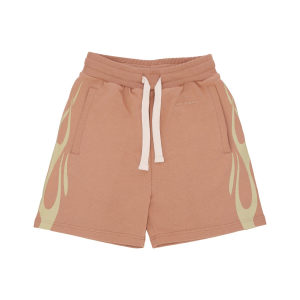 Kurze Trainingshose fur Herren, Flames-Shorts, Terrakotta/Offwhite