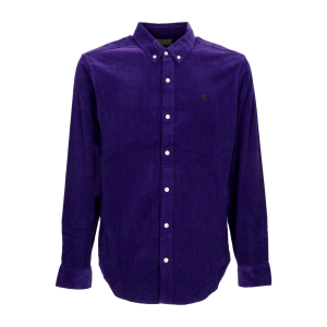 Herren Langarmhemd L/S Madison Feincordhemd Tyrian/schwarz