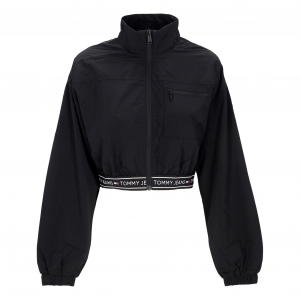Kurzer Damen-Windbreaker W Crop Taping Windbreaker Schwarz