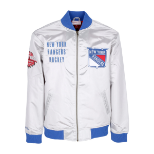 Bomberjacke Herren NHL Team Og 2.0 Leichte Satinjacke Vintage Logo Neyran Silber