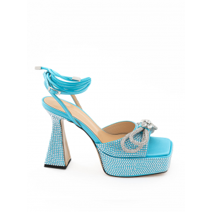 Blaue Plateau Sandalen mit Doppel-Fiocco-Kristalle Mach & Mach