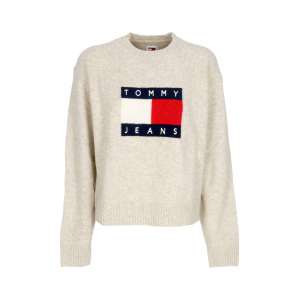 Damen Pullover W Melange Flag Pullover Ancient White Melange