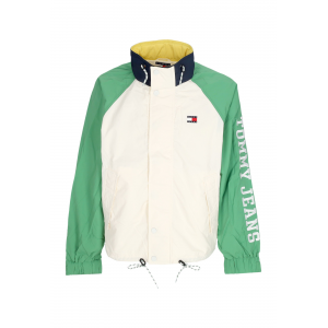 Herren Windjacke Farbe Block Jacke Antike WeiB/Koastal Grun