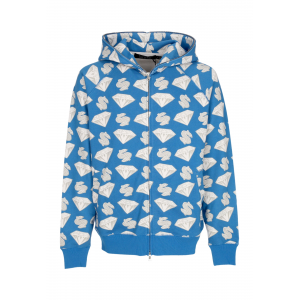 Leichte Hoodie Zip Man Diamanten & Dollars Zip-Through Kapuzenblau