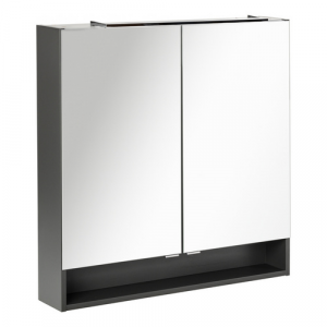 FACKELMANN Spiegelschrank »LUNA«, BxHxT: 80 x 79,8 x 15,3 cm, 5700 K, kaltweiß - grau