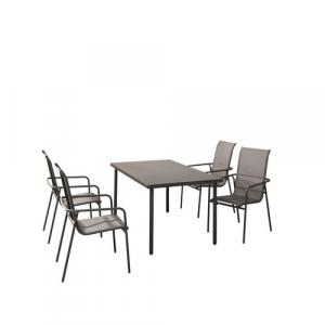 CASAYA Gartenmöbelset »Virgo«, 5-teilig, Stahl/Textil, schwarz - grau