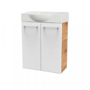 FACKELMANN Waschplatz-Set »SBC Gäste Bad«, 55cm links Asteiche/Weiß - weiss