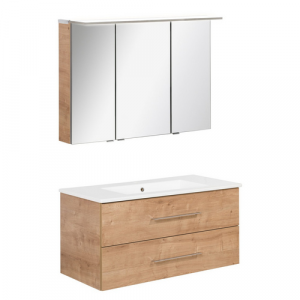 FACKELMANN Waschplatz-Set »B.PERFEKT«, 100cm SPS Asteiche - braun