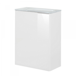 FACKELMANN Waschplatz-Set »SBC Gäste Bad«, 45cm links Weiß/Weiß Glas - weiss
