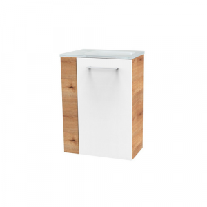FACKELMANN Waschplatz-Set »SBC Gäste Bad«, 45cm rechts Asteiche/Weiß - weiss