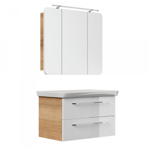 FACKELMANN Waschplatz-Set »MILANO«, 90cm Asteiche/Weiß - weiss