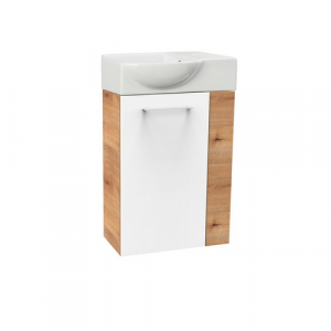FACKELMANN Waschplatz-Set »SBC Gäste Bad«, 45cm links Asteiche/Weiß - weiss