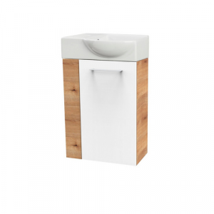 FACKELMANN Waschplatz-Set »SBC Gäste Bad«, 45cm rechts Asteiche/Weiß - weiss