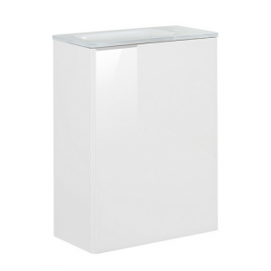 FACKELMANN Waschplatz-Set »SBC Gäste Bad«, 45cm rechts Weiß/Weiß Glas - weiss