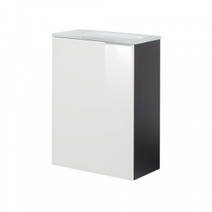 FACKELMANN Waschplatz-Set »SBC Gäste Bad«, 45cm links Anthrazit/Weiß Glas - weiss
