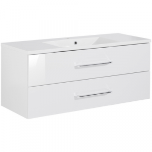 FACKELMANN Badmöbel-Set »B.clever«, Weiss Hochglanz, BxHxT: 120x50,8x46 cm