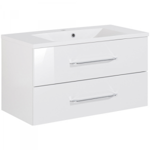 FACKELMANN Badmöbel-Set »B.clever«, Weiss Hochglanz, BxHxT: 90x50,8x46 cm