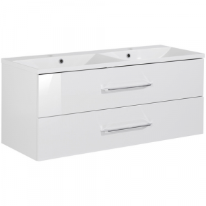 FACKELMANN Badmöbel-Set »B.clever«, Weiss Hochglanz, BxHxT: 120x50,8x46 cm