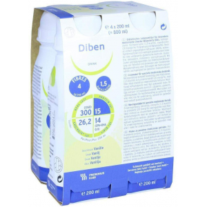 Diben Drink Vanille 1,5 Kcal Pro ml 4x200 ml Flüssigkeit