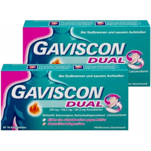 Gaviscon Dual 250 mg - 106,5 mg -187,5 mg 2 x 16 Kautabletten
